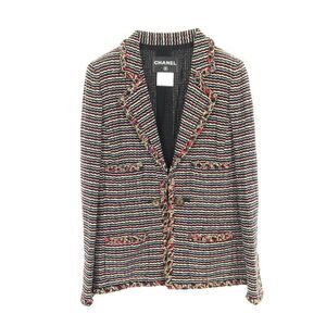 Chanel Tailored Jacket Coco Mark Button Nylon Wool Jacket Women's Used A